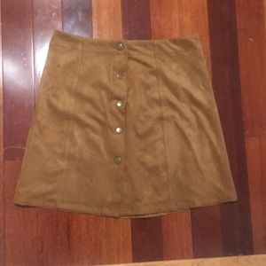 Button Down Brown Mini Skirt